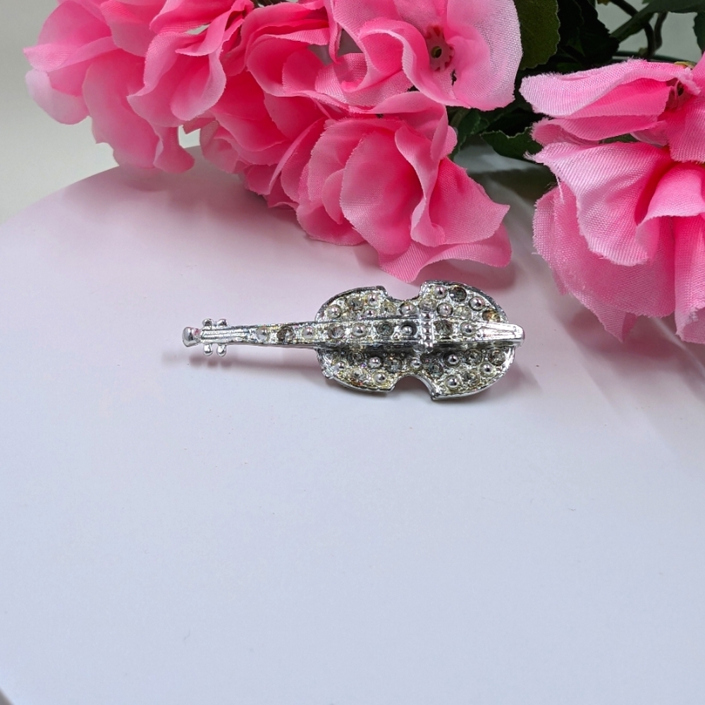 Vintage Instrument Brooch with Genuine Crystal Accents